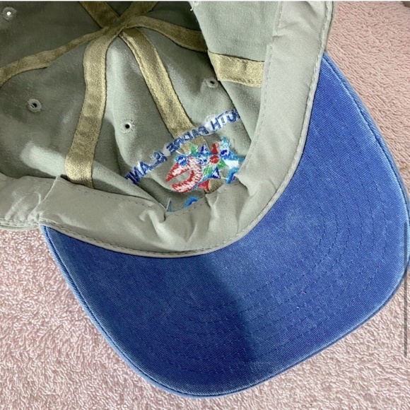 Vintage 90s Blue Grey South Padre Island Texas Embroidered Logo Hat - Picture 9 of 12
